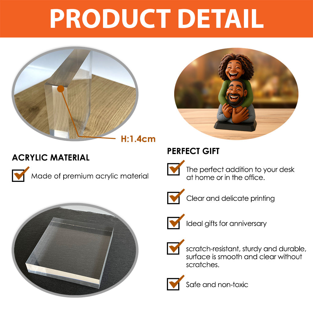 Funny Gift Cartoonish Exaggerated Mascot Style - Personalized Couple Custom Shaped Acrylic Plaque