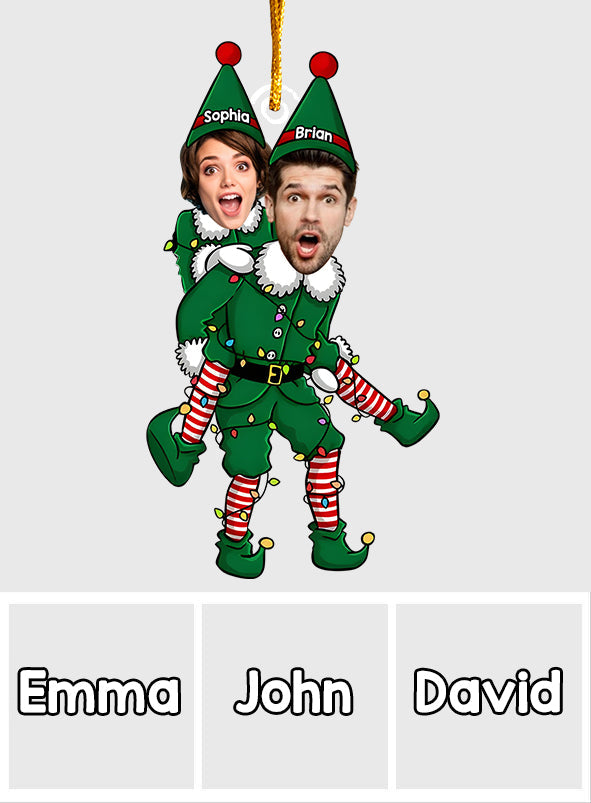 Playful Elf - Personalized Couple Transparent Ornament