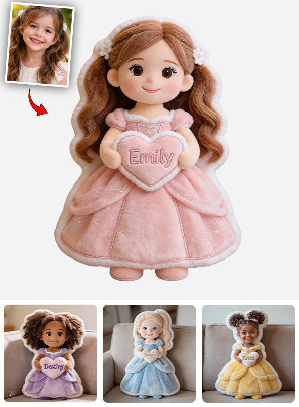 Coussin personnalisé en fausse fourrure pour enfant avec une photo de princesse