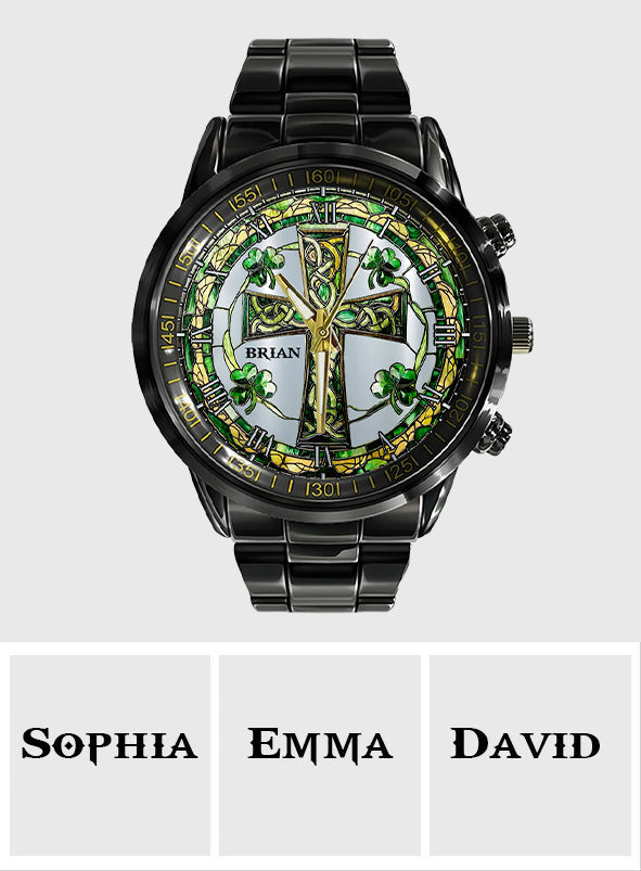 Celtic Cross Shamrock - Personalized Irish Hand Watch