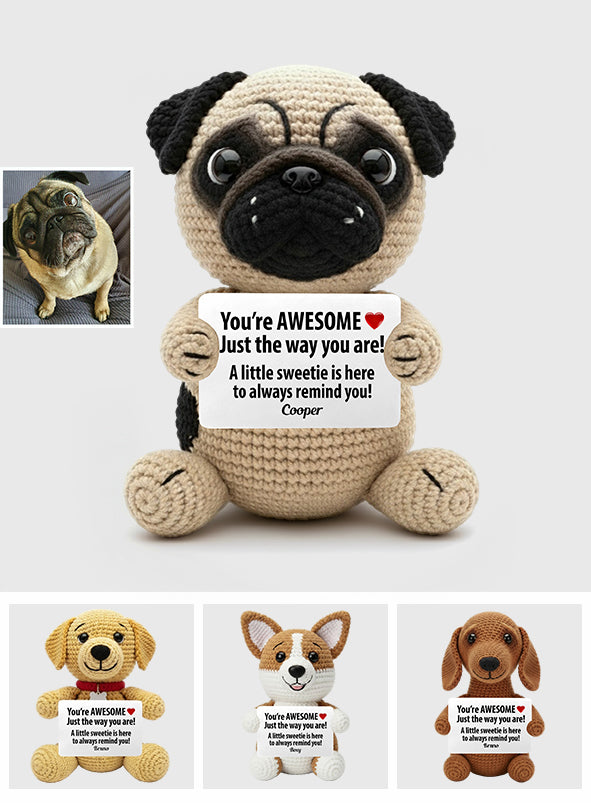 You're Awesome Just The Way You Are, Positive Sayings - Personalized Dog Hand Knitted Figurine