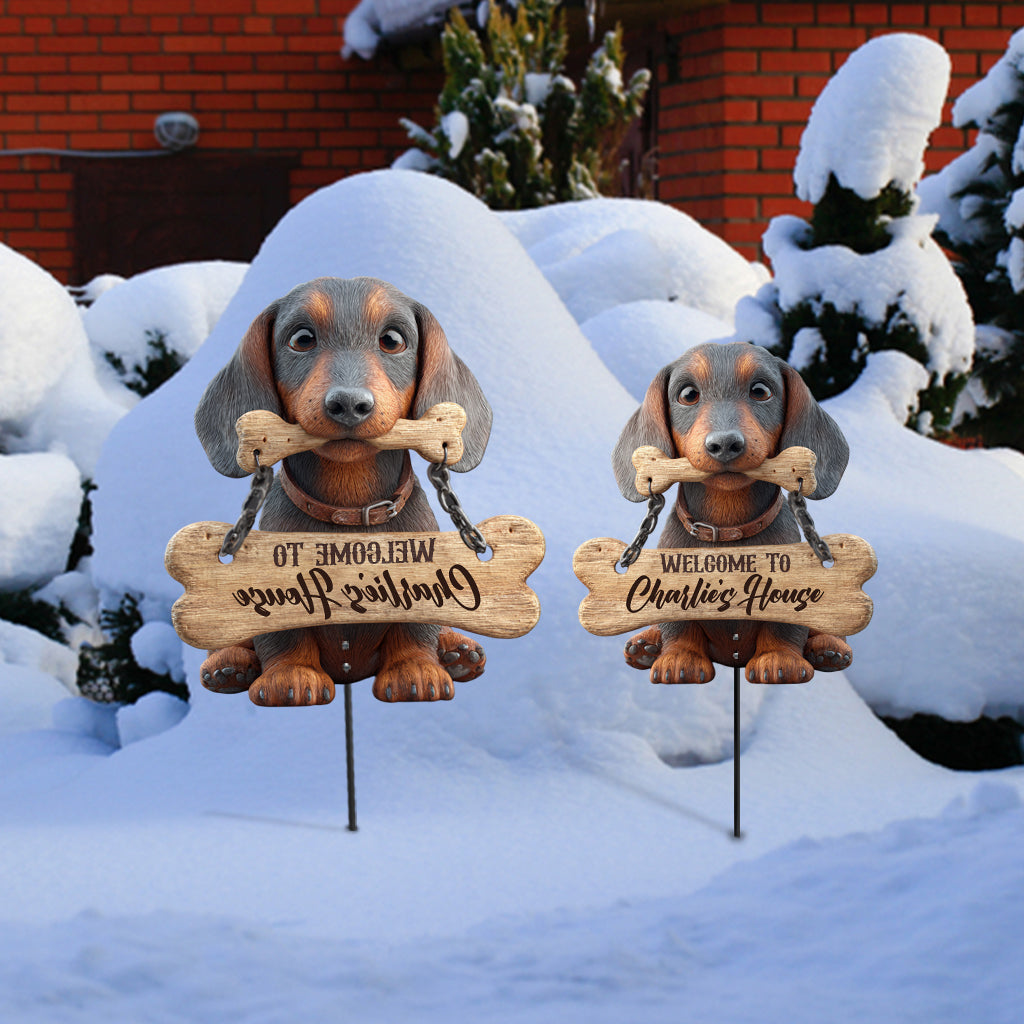 Welcome - Personalized Dachshund Acrylic Garden Sign