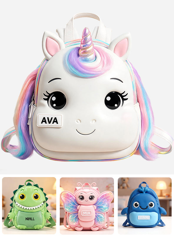 Cute Animal - Personalized Kid Changeable Leather Patch Backpack