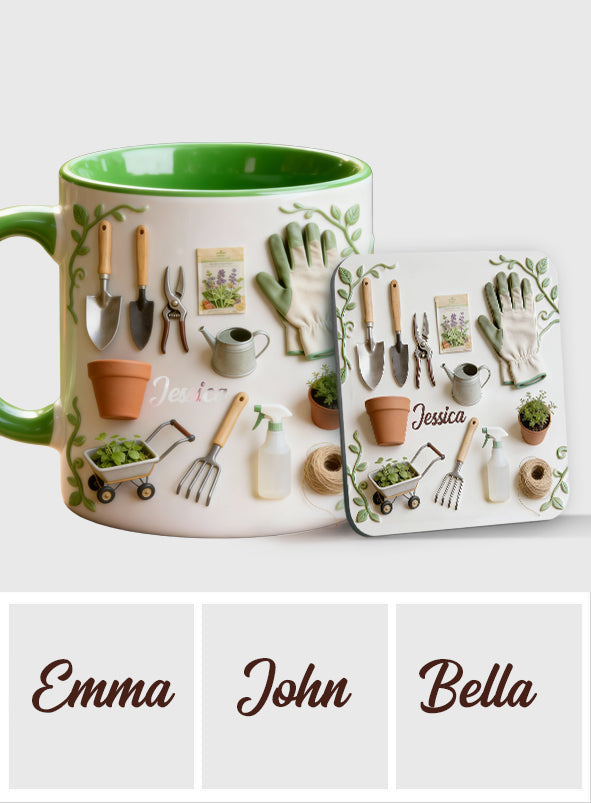 Love Gardening - Personalized Gardening Accent Mug & Coaster