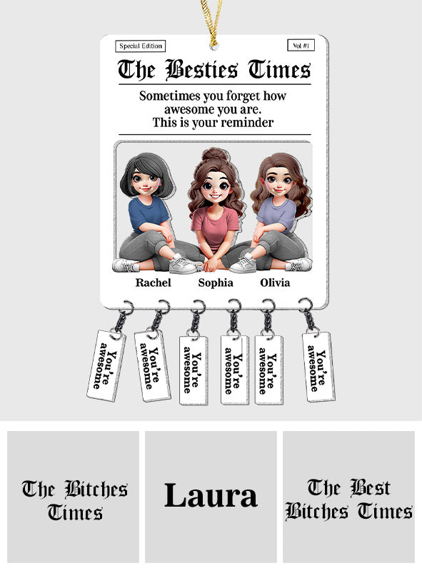 Tear-off Tabs Flyer - Personalized Bestie Ornament With Charm