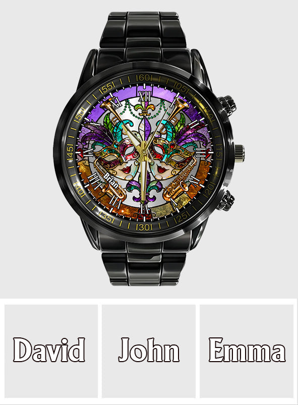 Mardi Gras Mask - Personalized Mardi Gras Hand Watch