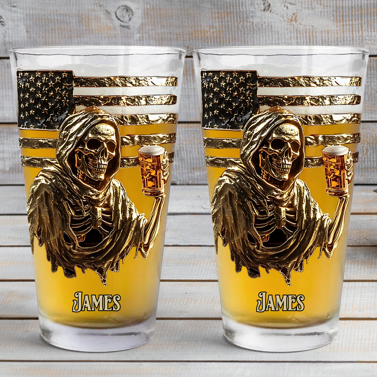 F*ck It Let's Have A Beer - Personalized Skull Beer Glass