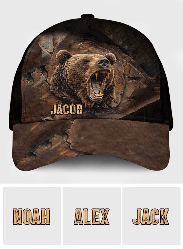 Grizzlies Roar Realistic Bear Design - Personalized Hunting Classic Cap