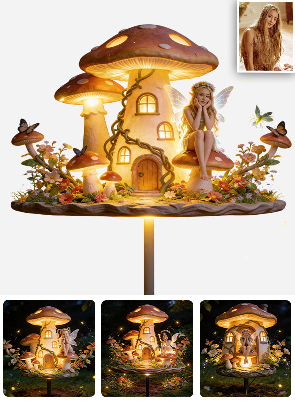 Pilz Feenhaus, Feengarten - Personalisierte Pilz Garten Solarleuchte
