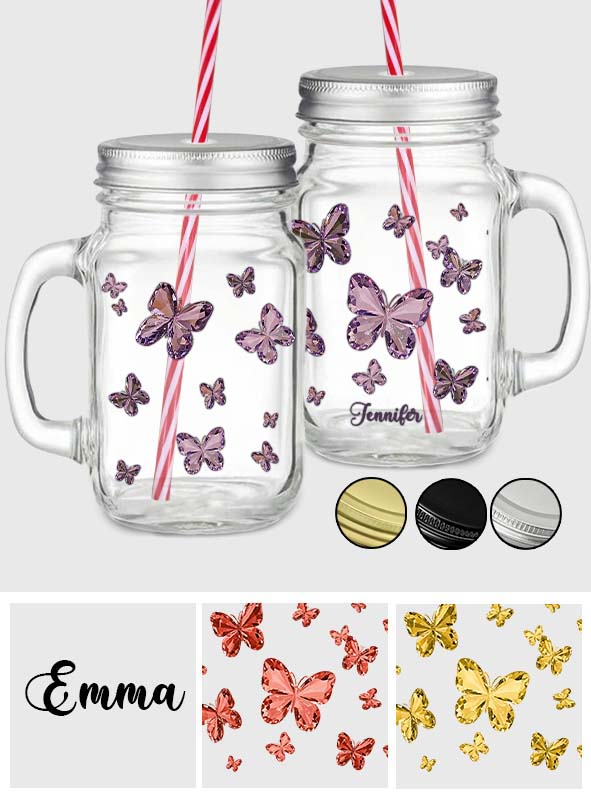 Love Butterflies - Personalized Butterfly Mason Jar Cup