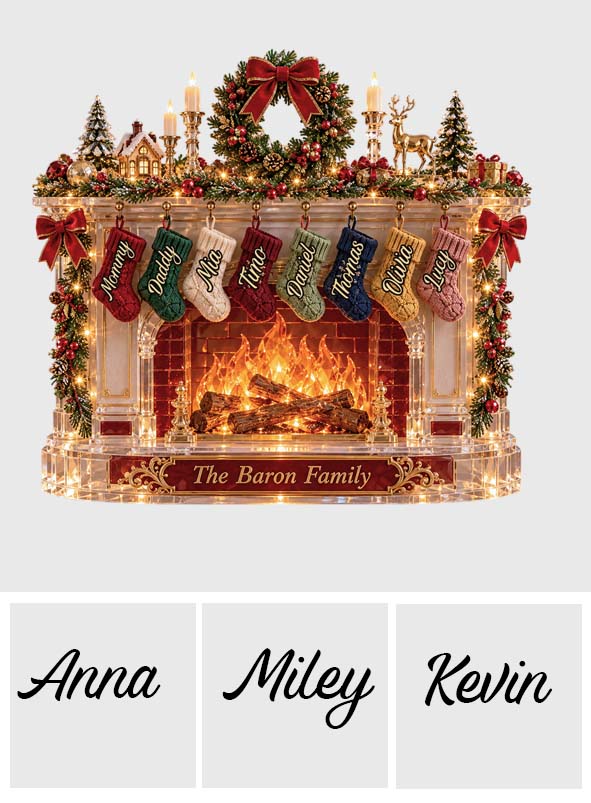Familienstrümpfe - Personalisierte Familien-Lichtstandee mit Charms
