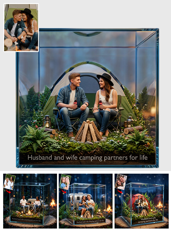 Custom Camping Couple - Personalized Camping Custom Shaped Acrylic Plaque