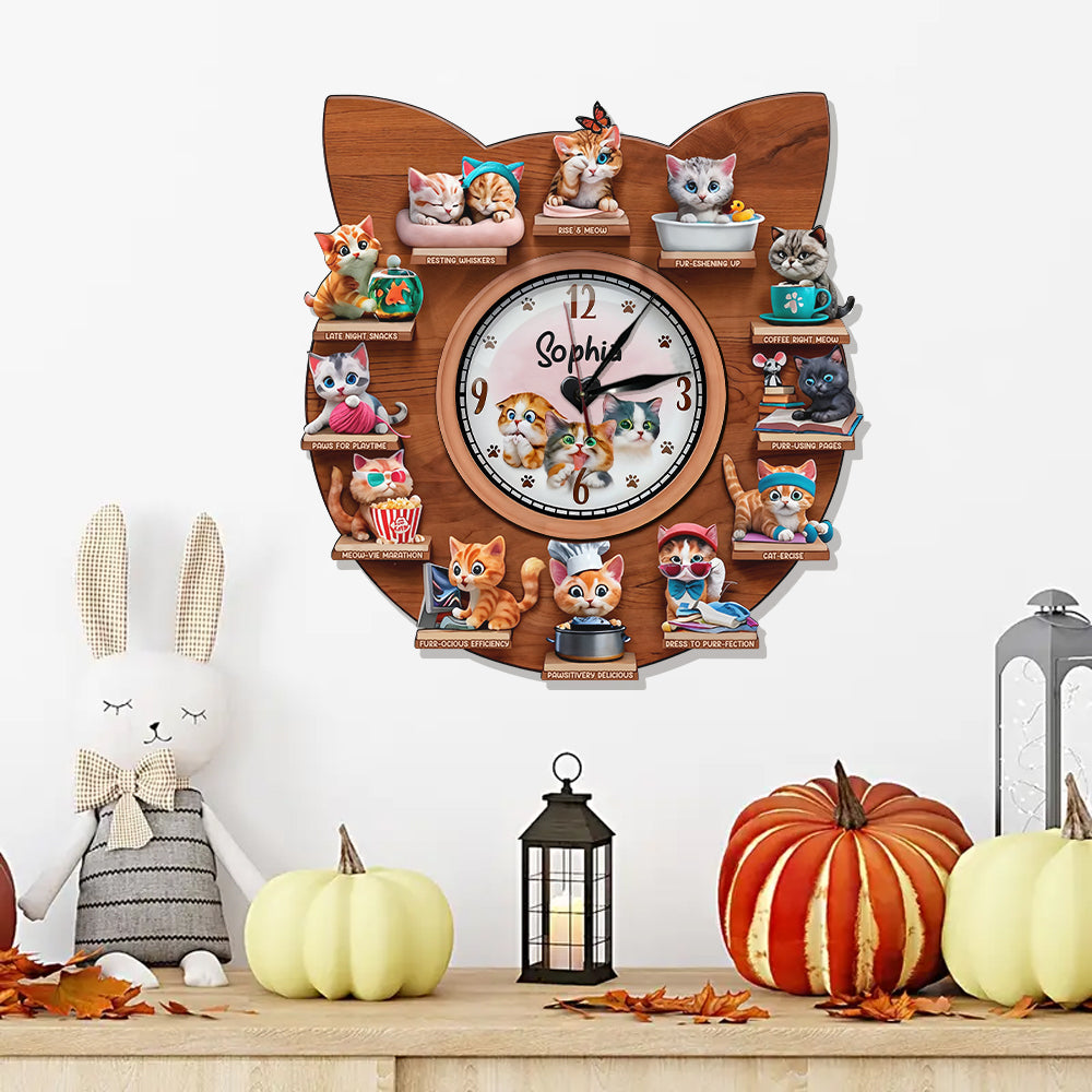 The Purfect Day - Personalized Cat LED Light Wall Clock