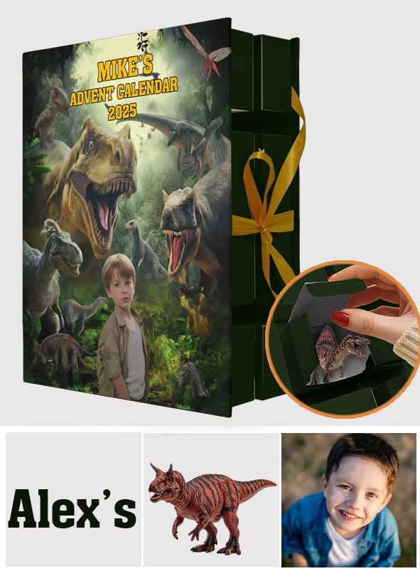 24 Dinosaurs Species Gift For Boys - Personalized Kid Folded Advent Calendar With Ornaments