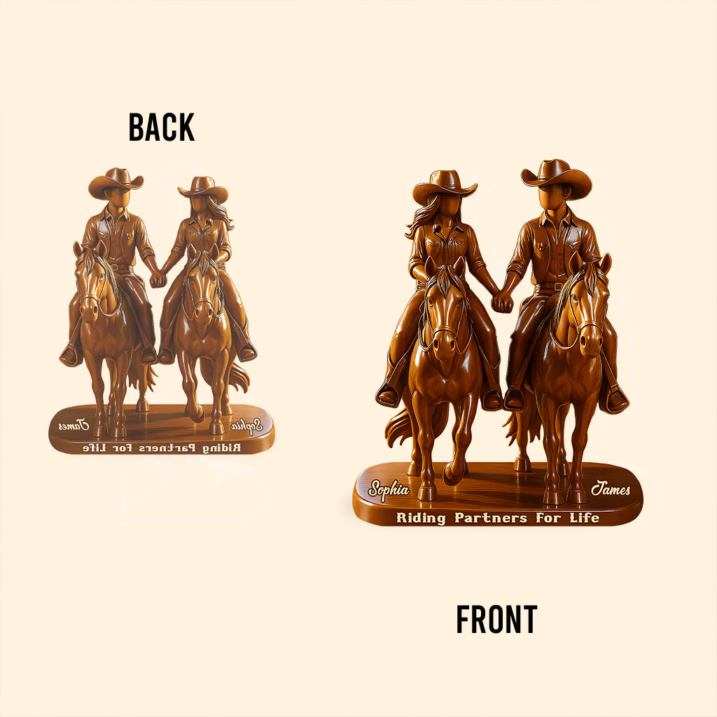 Riding Partners For Life - Personalized Cowgirl Custom Shaped Acrylic Plaque