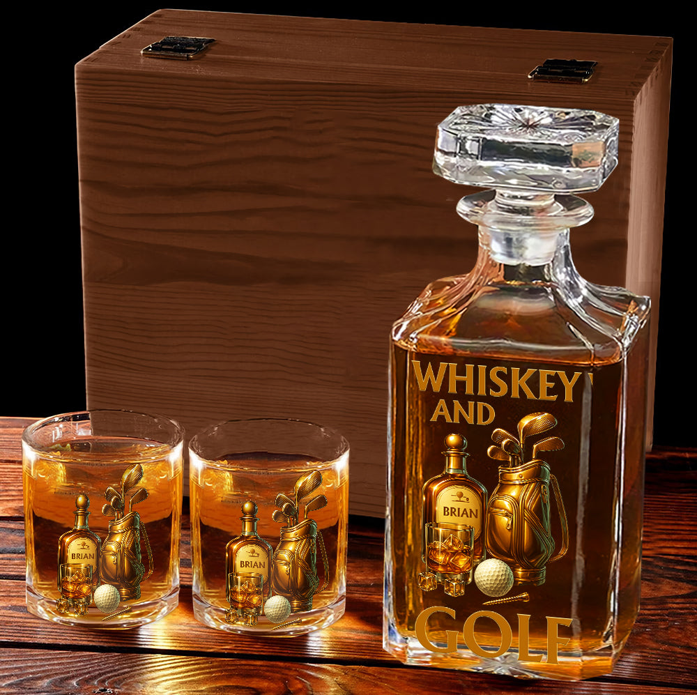 Whiskey & Golf - Personalized Golf Whiskey Decanter Set