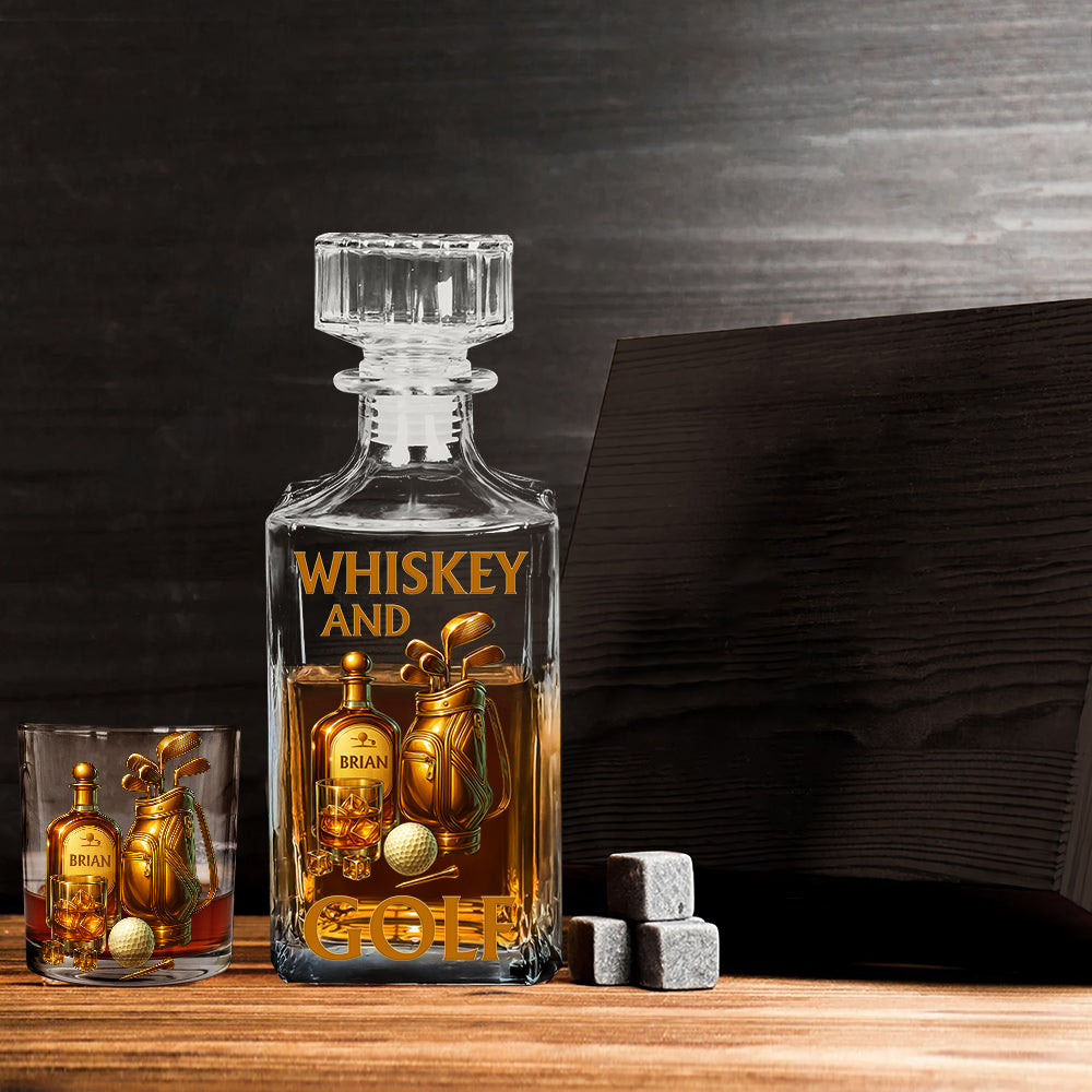 Whiskey & Golf - Personalized Golf Whiskey Decanter Set