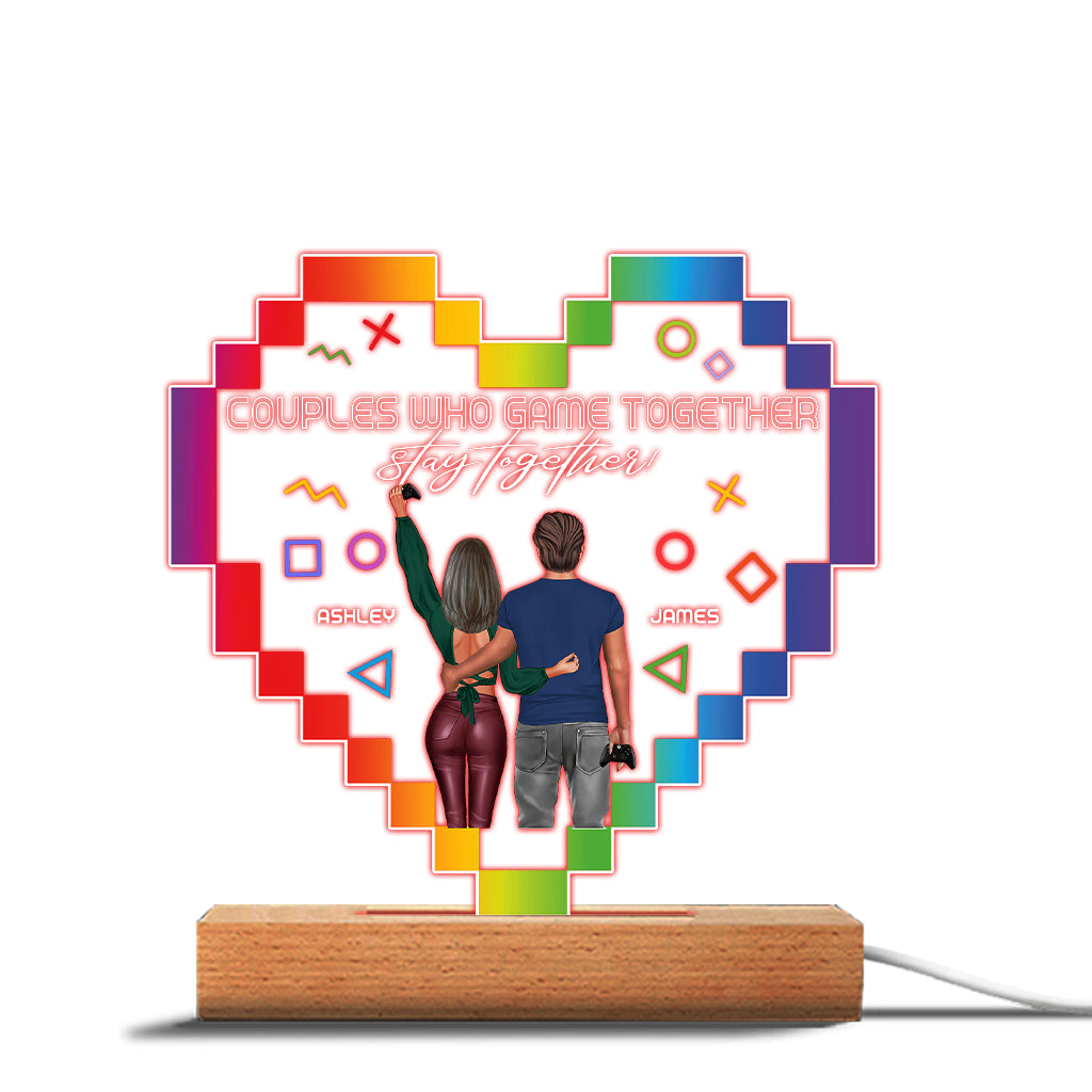 Couples Who Game Together Stay Together - Personalized Video Game Shaped Plaque Light Base