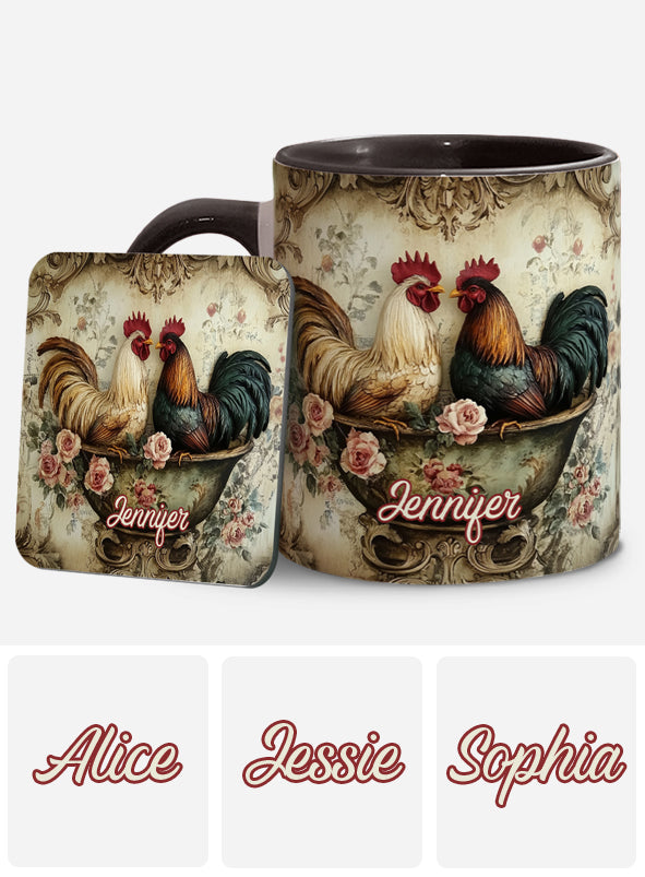 Mug personnalisé « Coq amoureux » - Thème fermier