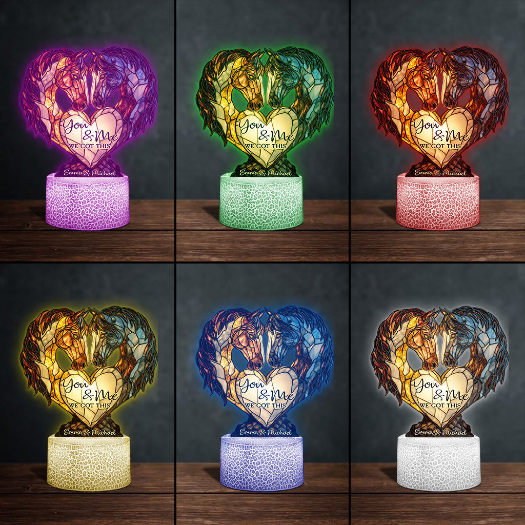 You And Me We Got This - Personalized Horse Shaped Plaque Light Base