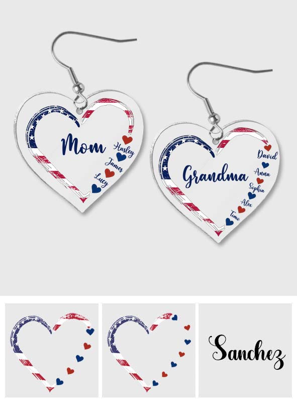 First Mom Now Grandma - Personalized Grandma Transparent Earrings