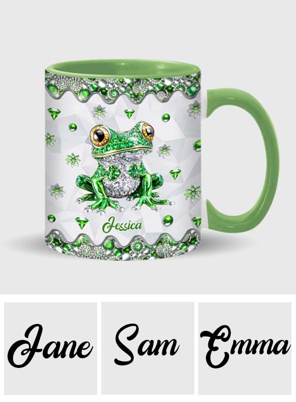Einfach ein Mädchen, das Frösche liebt – personalisierte Tasse mit Froschmotiv
