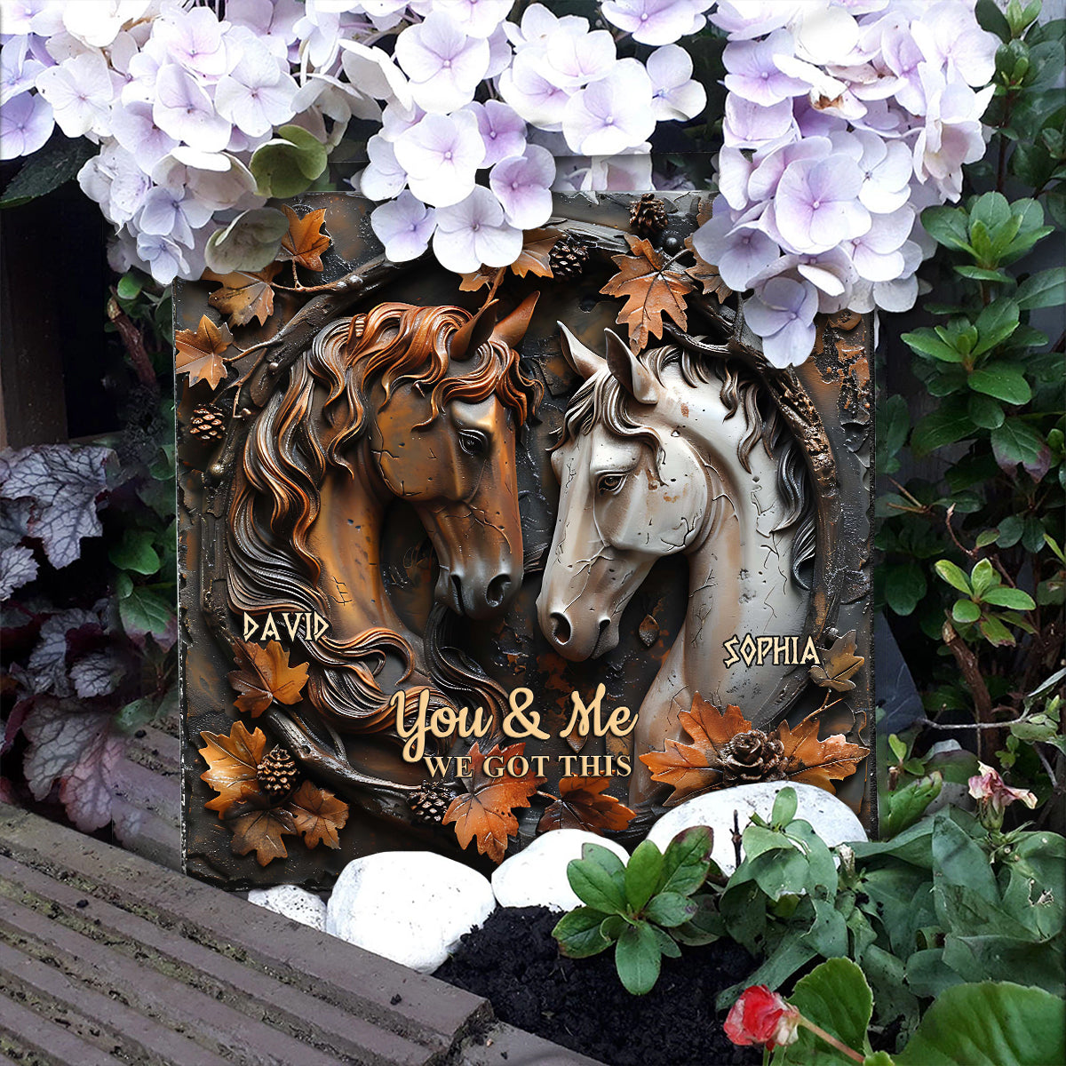 It's You & Me - Personalized Horse Square Shaped Stone