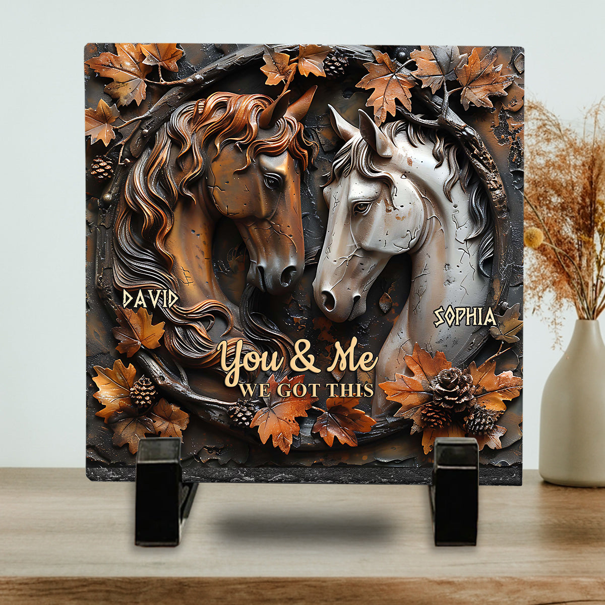 It's You & Me - Personalized Horse Square Shaped Stone