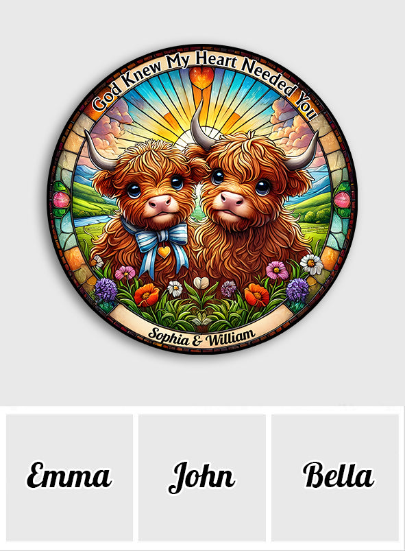 God Knew My Heart Needed You - Personalized Round Wood Sign