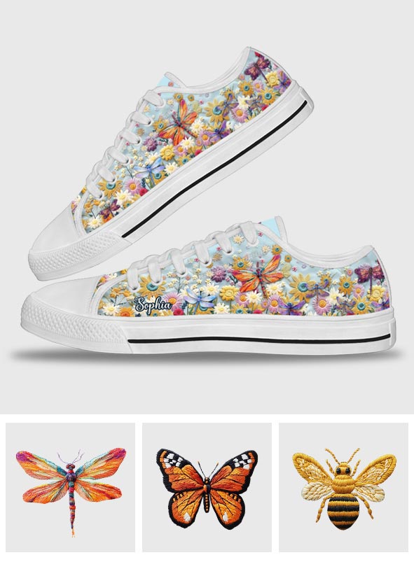 Pollinator Floral Garden - Personalized Gardening Low Top Shoes