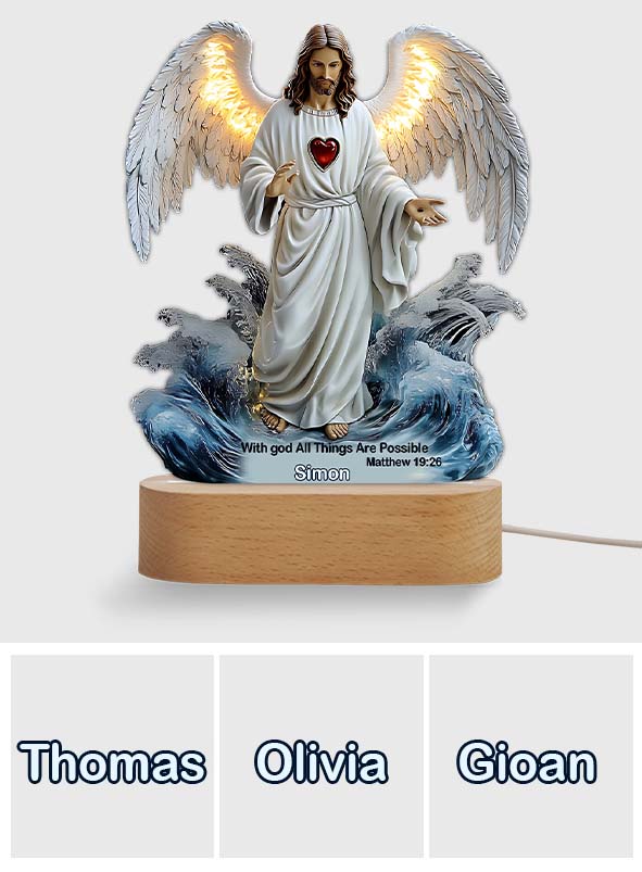 With God All Things Are Possible - Personalized Christian Shaped Plaque Light Base