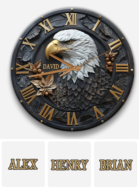 Strong Bald Eagle - Personalized Wall Clock