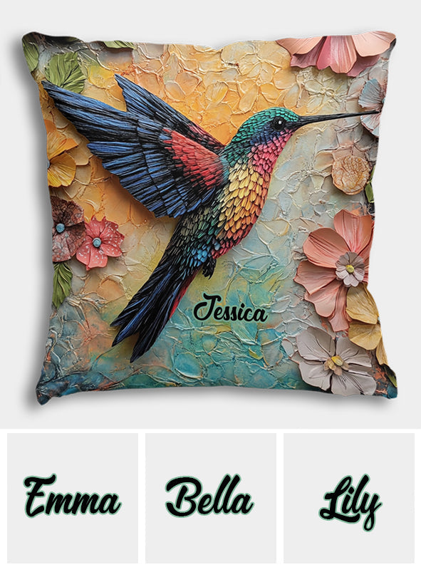 Superbe coussin décoratif personnalisé colibri Fly