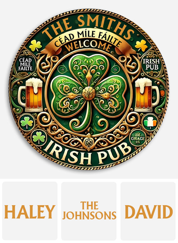 Irish Pub - Personalized Saint Patrick's Day Round Wood Sign