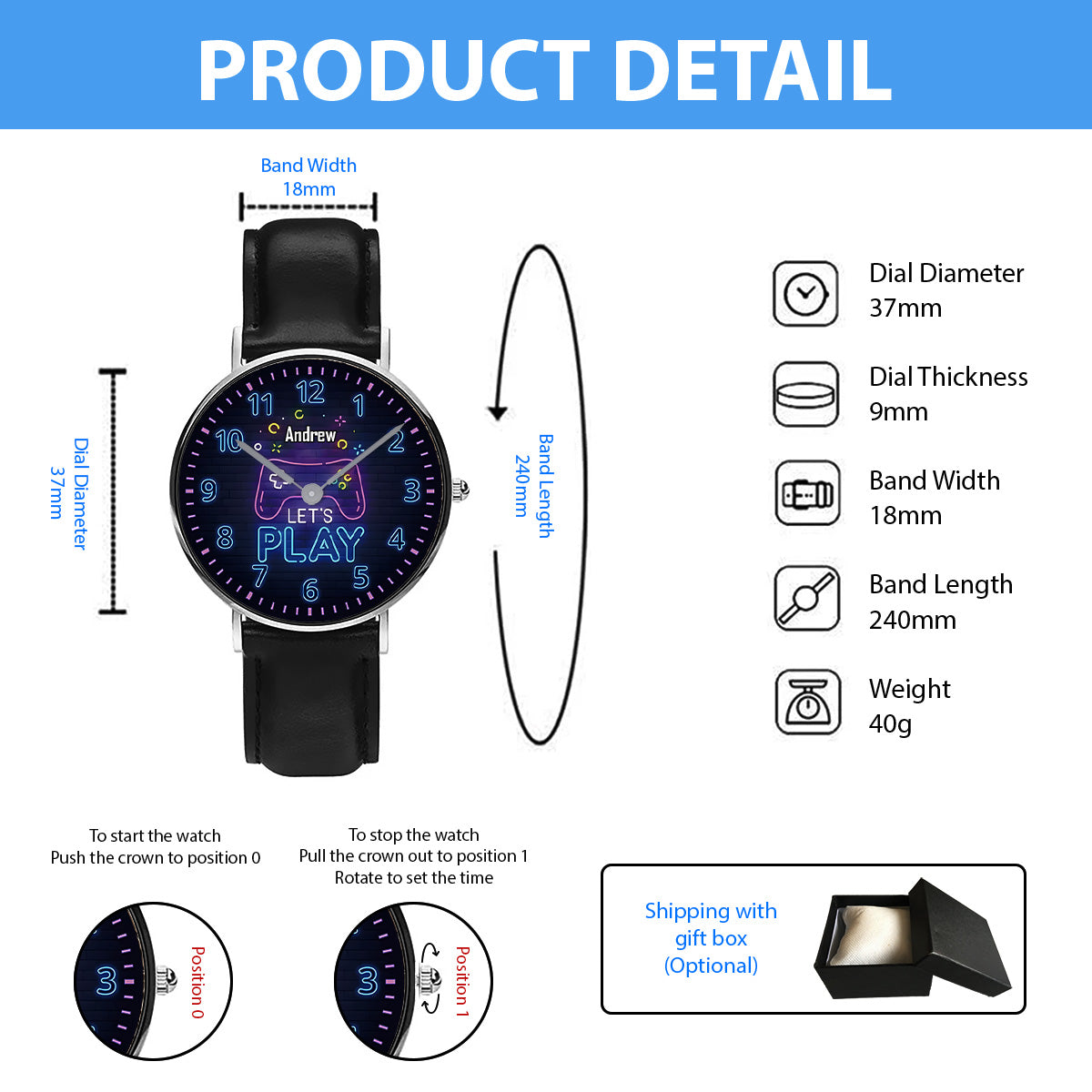 Time To Play - Personalized Video Game Hand Watch