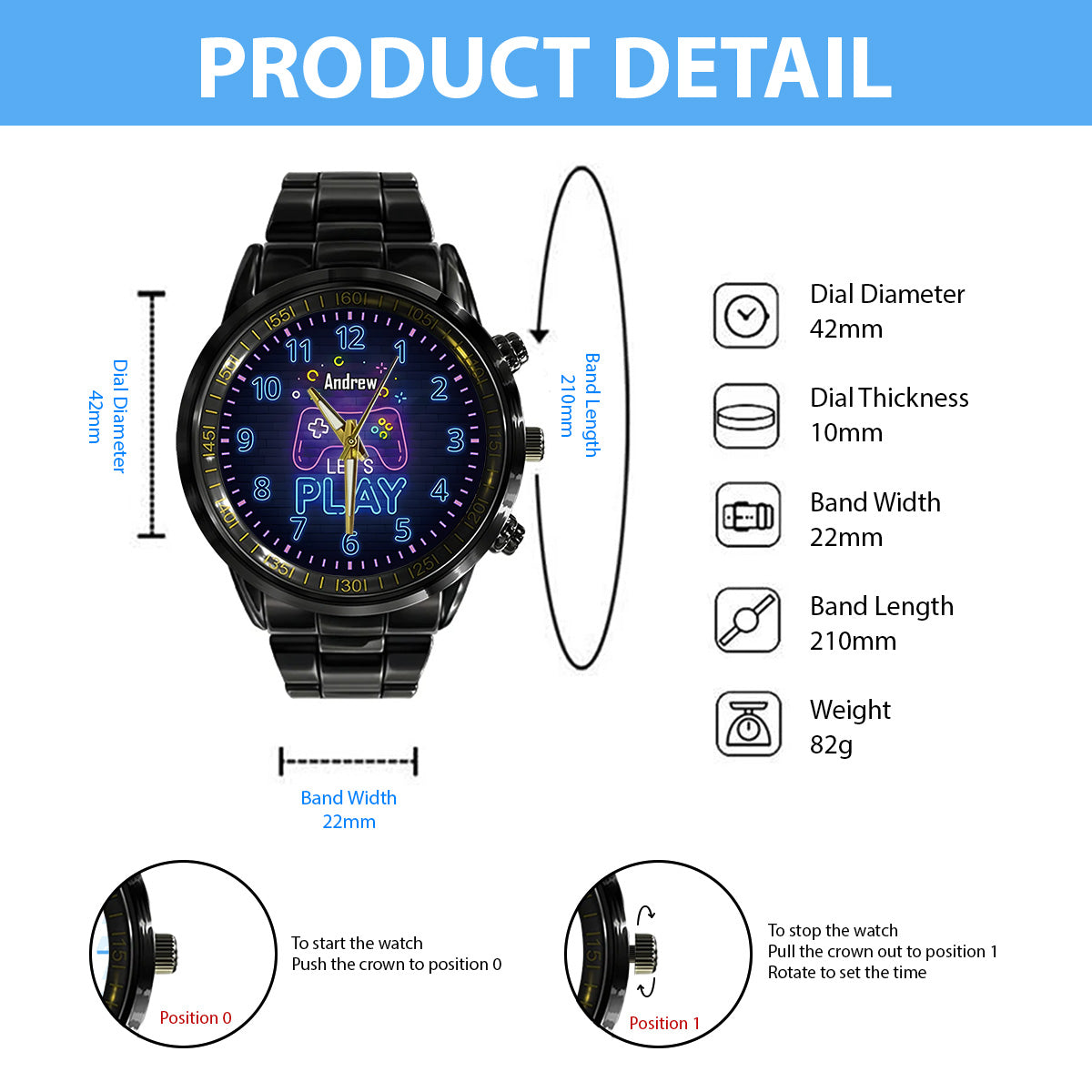 Time To Play - Personalized Video Game Hand Watch