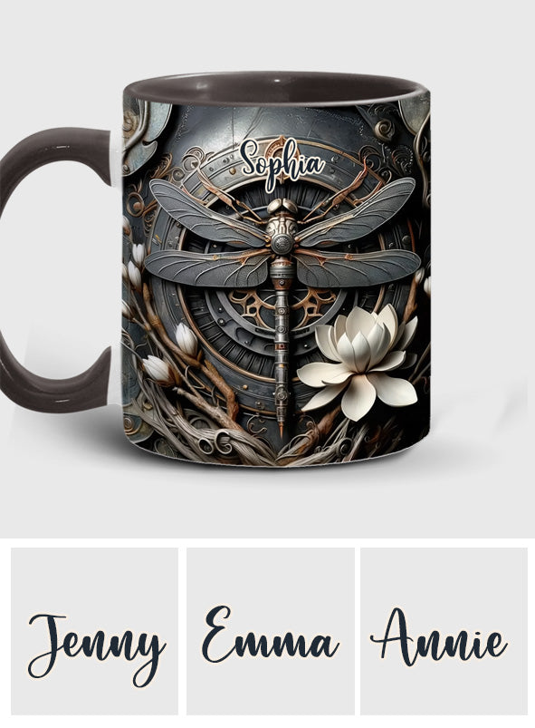 Schwarze Libelle – Personalisierte Tasse mit Libellenmotiv