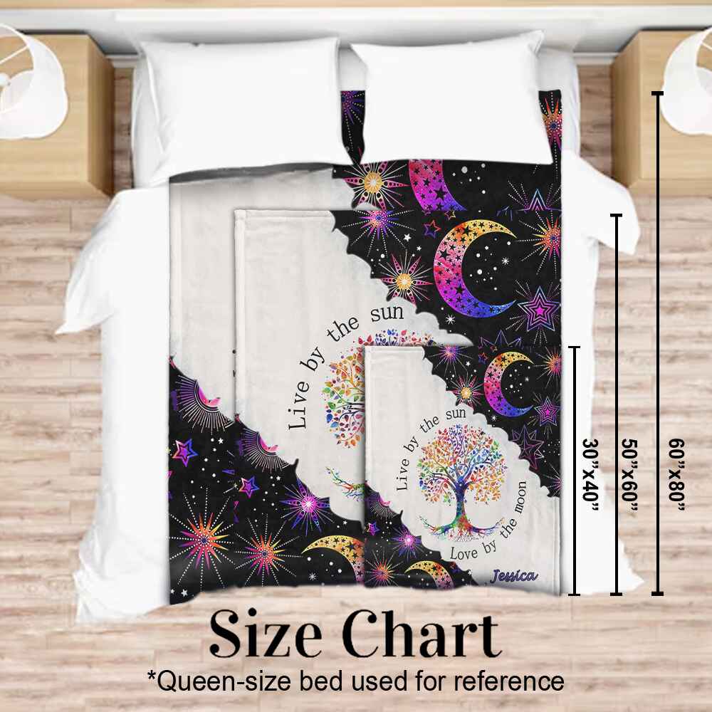Live By The Sun Love By The Moon - Personalized Hippie Blanket