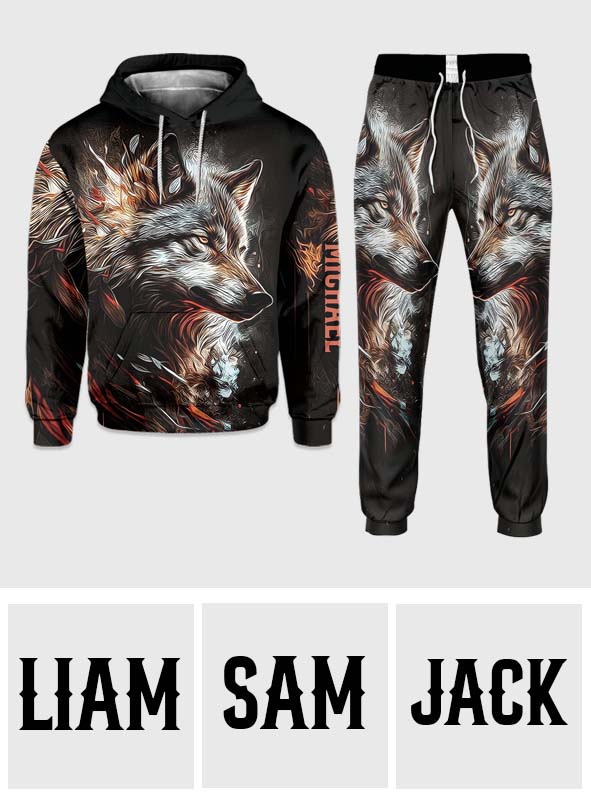 Strong Wolf - Personalized Wolf Hoodie and Sweatpants