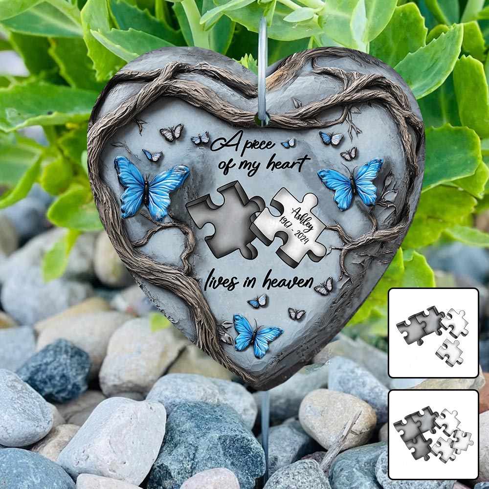 A Piece Of My Heart Lives In Heaven
- Personalized Memorial Heart Hanging Garden Slate