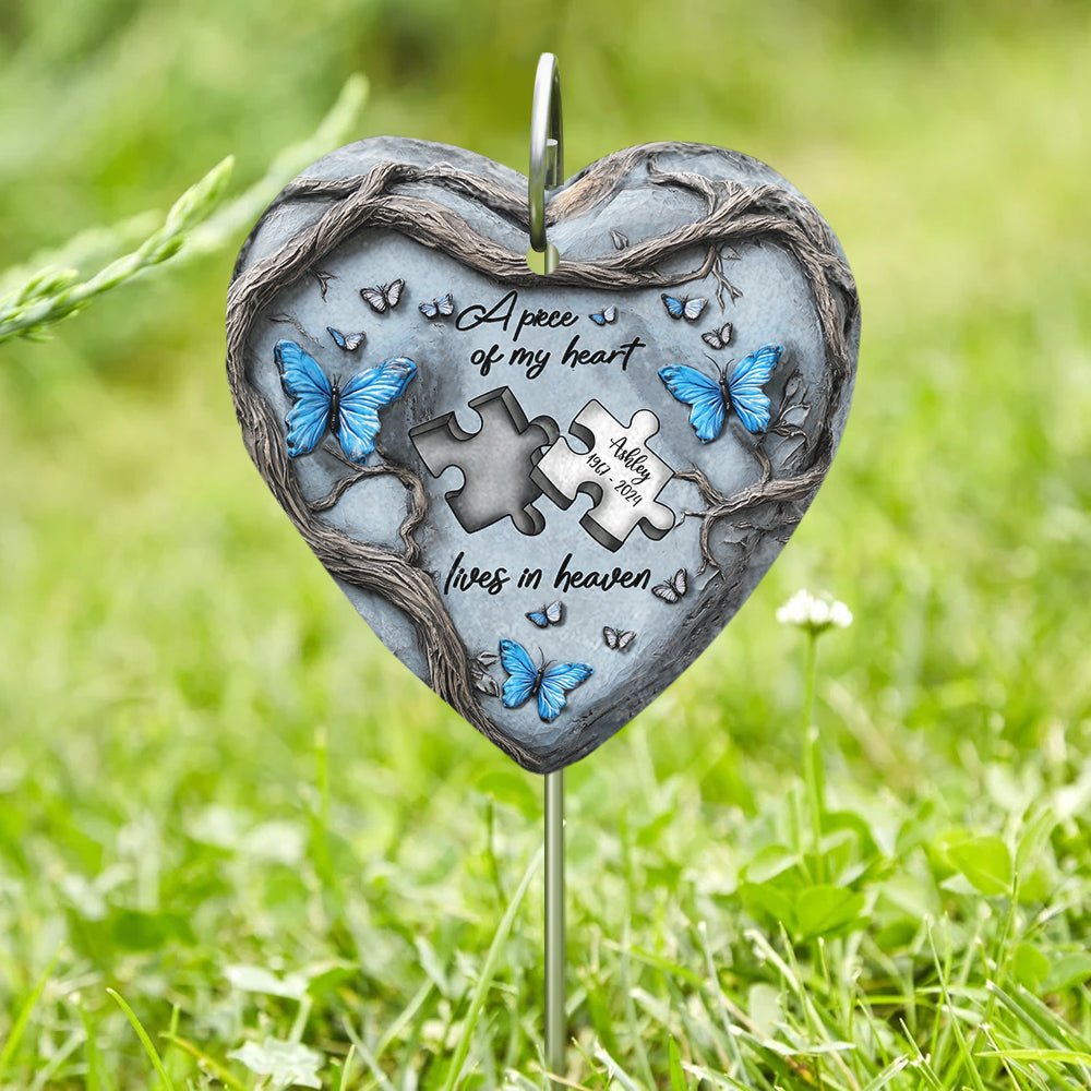 A Piece Of My Heart Lives In Heaven
- Personalized Memorial Heart Hanging Garden Slate