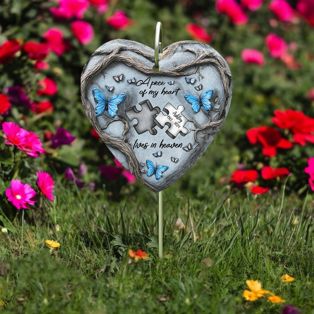 A Piece Of My Heart Lives In Heaven
- Personalized Memorial Heart Hanging Garden Slate