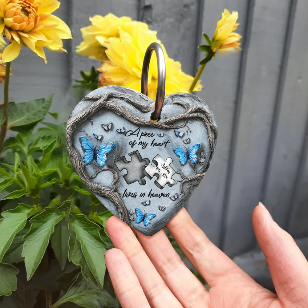 A Piece Of My Heart Lives In Heaven
- Personalized Memorial Heart Hanging Garden Slate