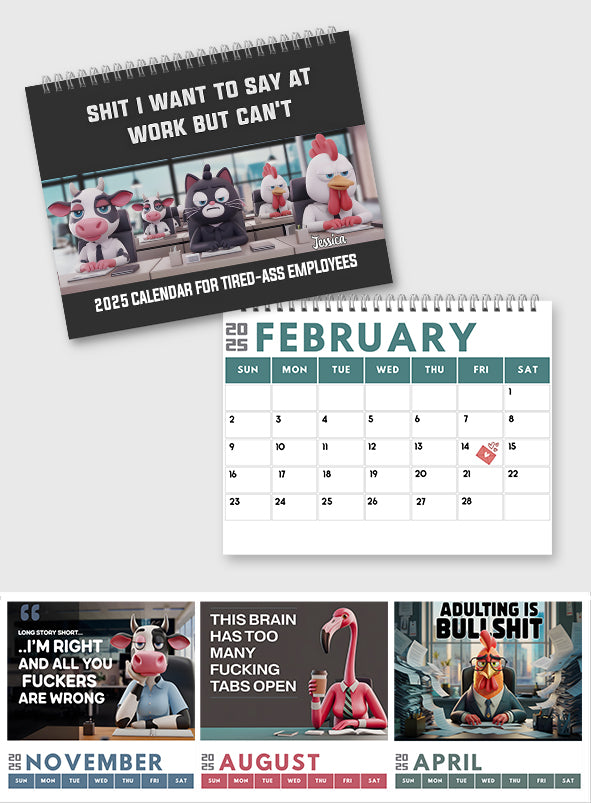 Sarcastic Desk Companion - Personalized Colleague Wall Calendar & Desk Calendar