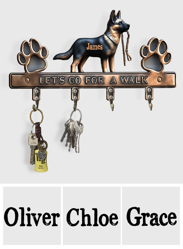 Let's Go For A Walk - Personalized Dog Custom Shaped Key Rack