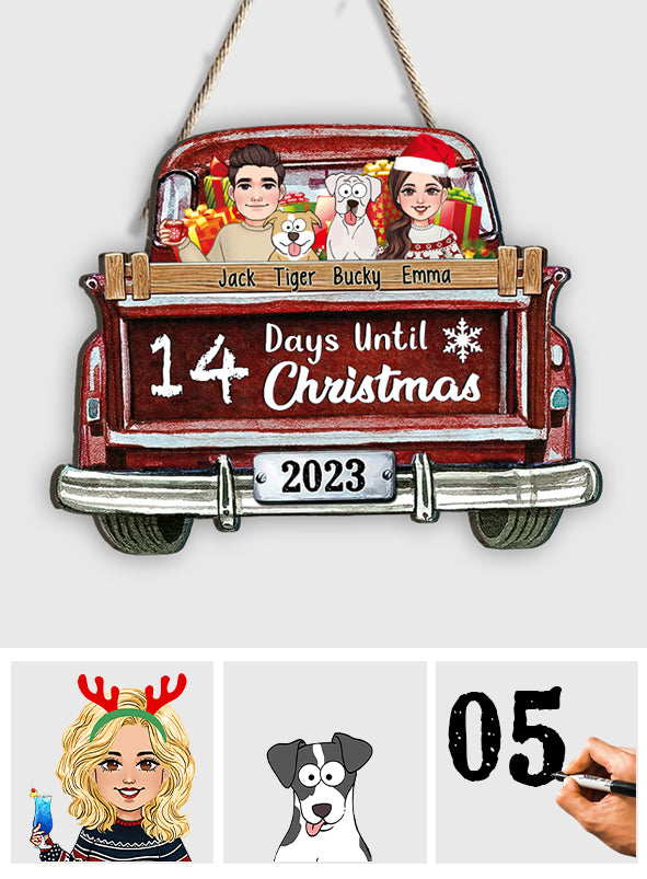 Weihnachtscountdown - Personalisiertes Hunde-Holzschild