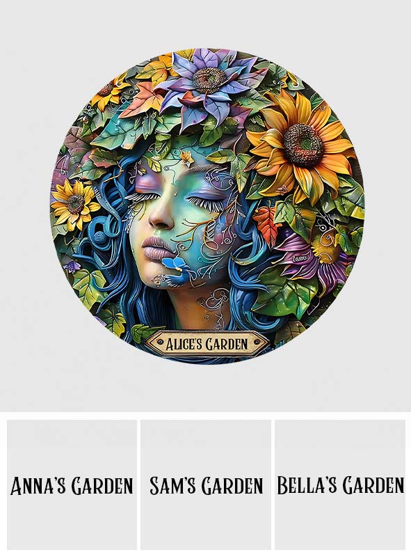 Mon jardin - Panneau métallique rond personnalisé pour le jardinage