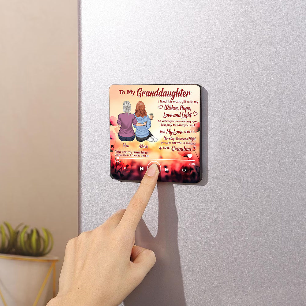 To My Granddaughter - Personalized Graduation Music Fridge Magnet
