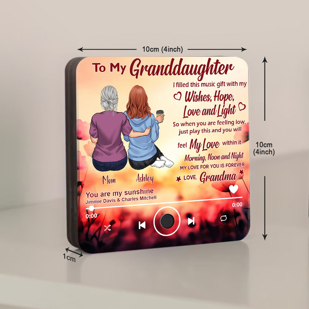 To My Granddaughter - Personalized Graduation Music Fridge Magnet