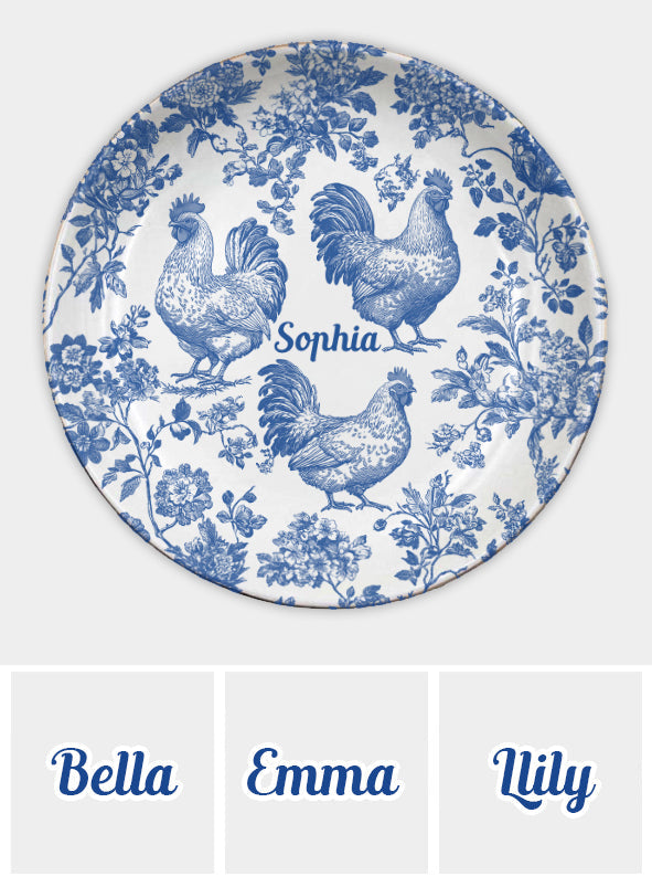 Toile de Jouy Poulet - Bijou Plat à Bijoux Poulet Personnalisé Entièrement Imprimé